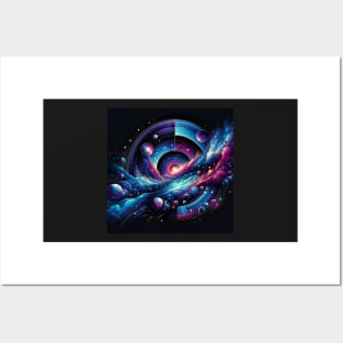 Celestial Dance: Spiral Galaxies and Cosmic Waves Posters and Art